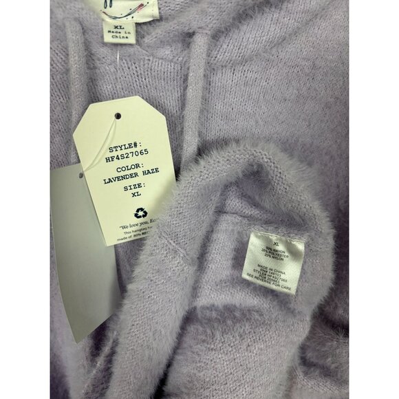 Hippie Rose  Juniors' Fuzzy Dropped-Shoulder Hoodie Lavender HazePurple XL NWT's - Picture 7 of 8